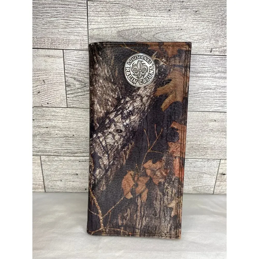 Louisiana Ragin Cajuns Genuine LEATHER Camouflage WALLET NCAA Logo NWT